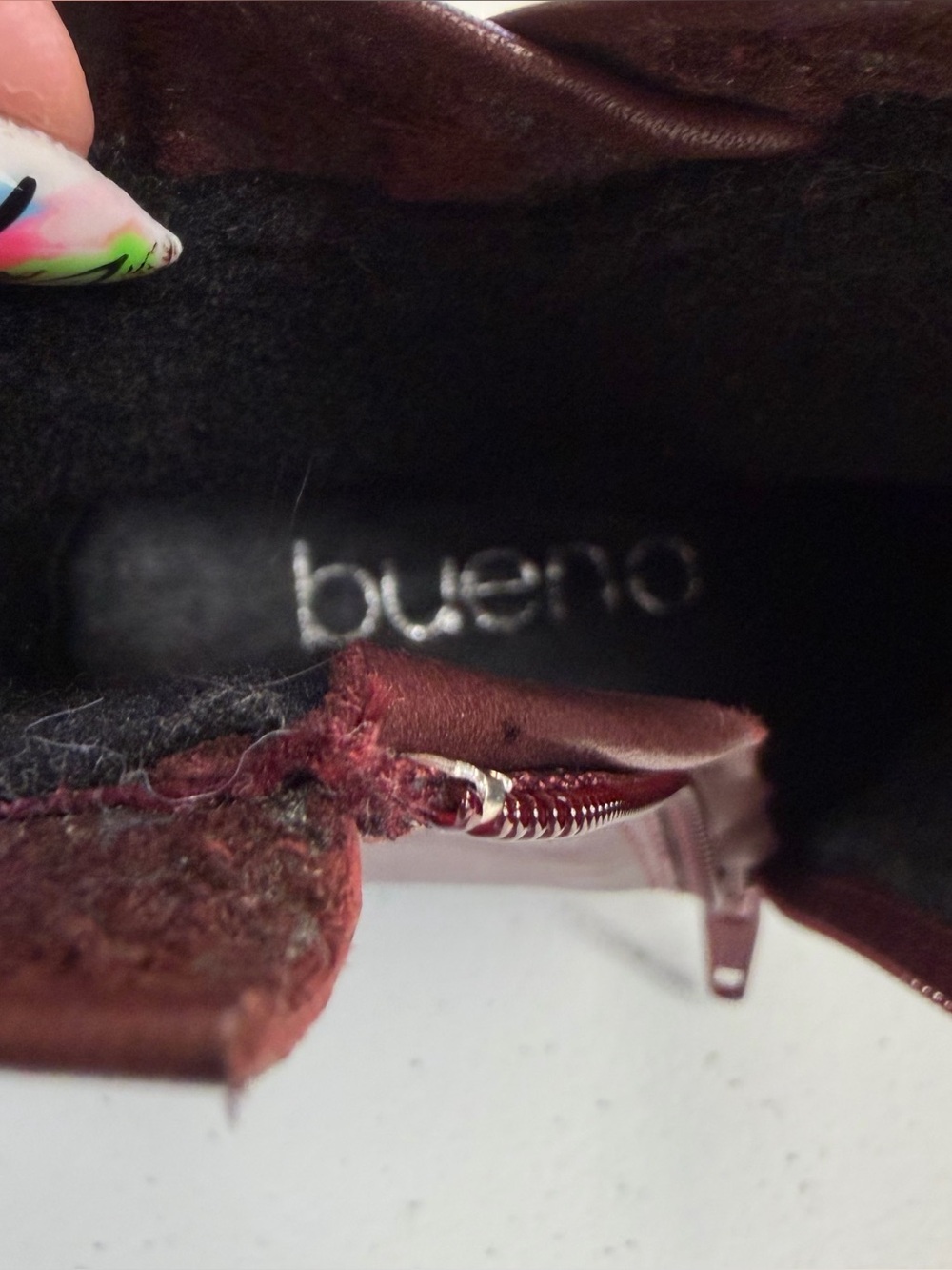 Bueno Connie Burgundy Red Leather Ankle Bootie Boots Winter Lined Size 37 6.5 7 - Picture 10 of 10